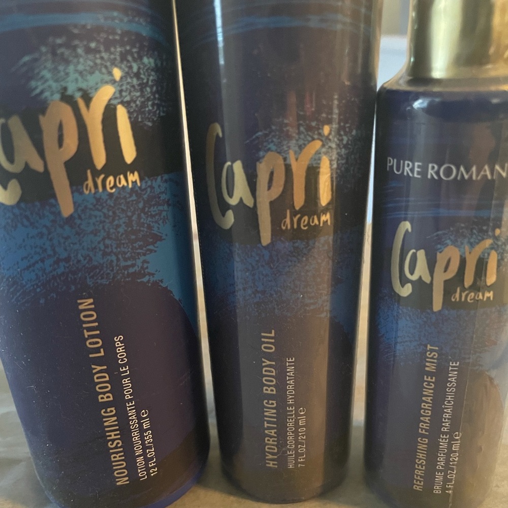 Body Lotion, body oil, and fragrance mist!